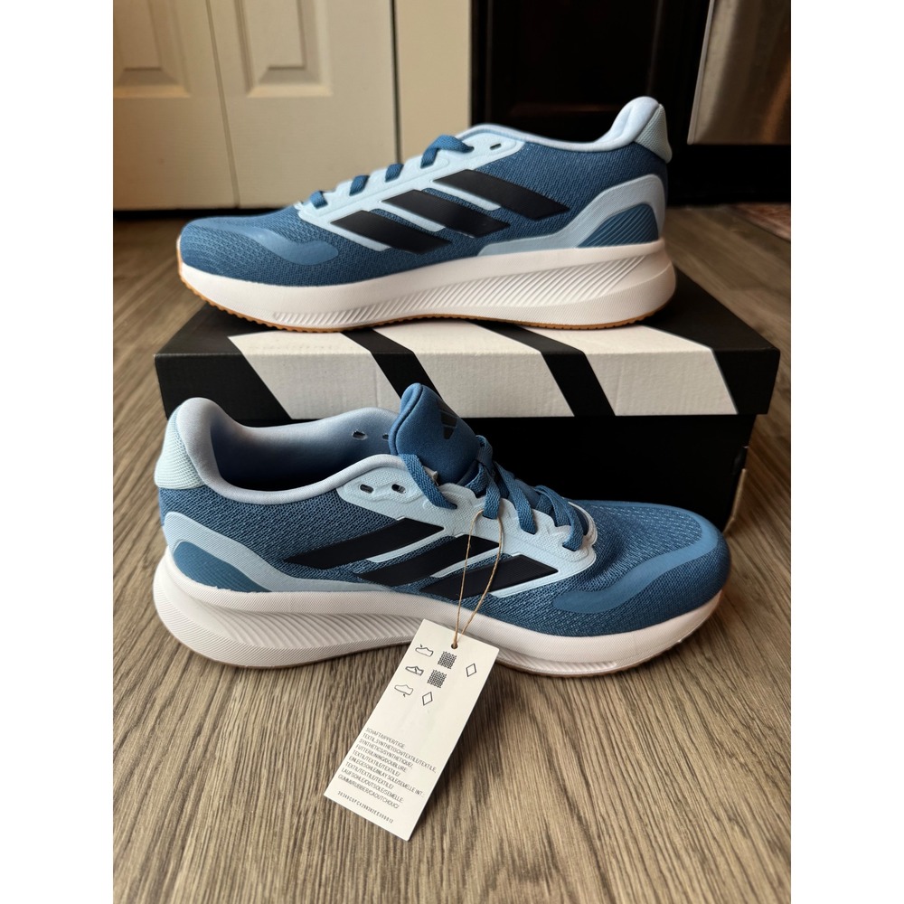 Adidas Runfalcon 5 J Kids Running Shoes Blue Black JP9390 Size 7 NEW